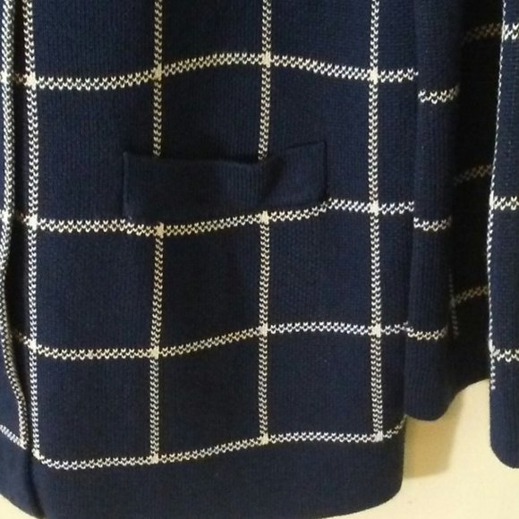 Navy/white Banana Republic double breasted windowpane cardigan - size medium - Picture 2 of 6